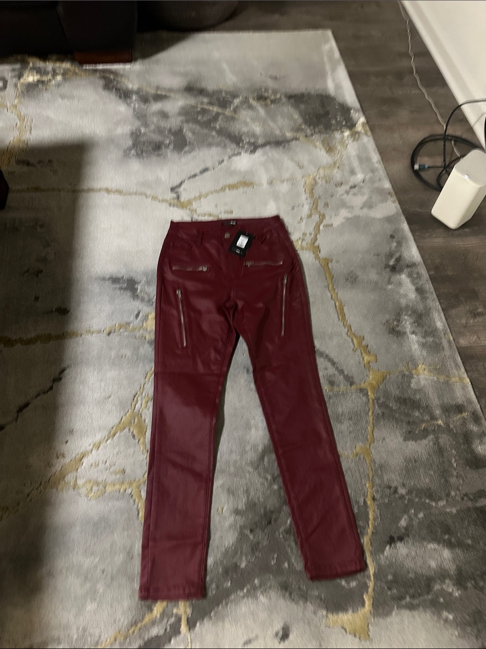 Leather look pants
